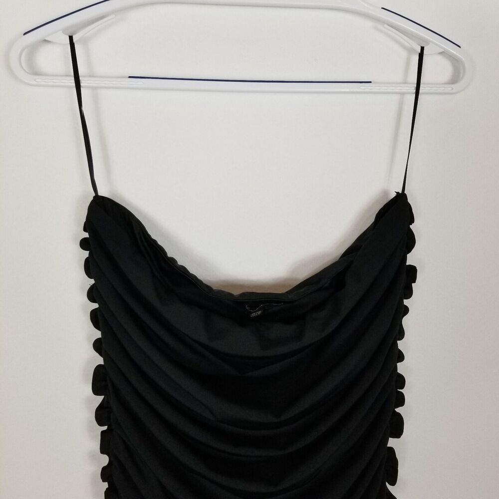 AFRM Women Hazel Ruched Bodycon Midi Dress Size XL Black Party Sleeveless - Picture 3 of 7